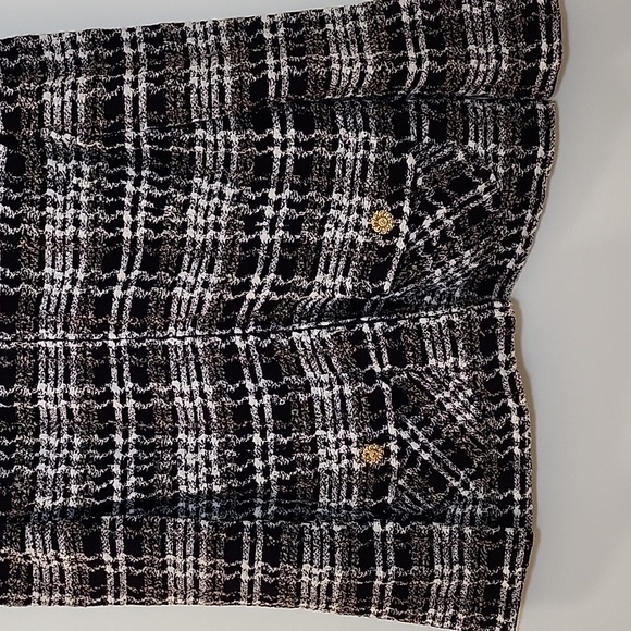 St. John Collection Tweed Iconic  plaid print Jacket Purple White Sz 10 - Picture 6 of 16